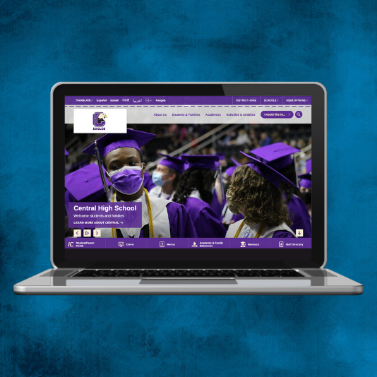  Laptop with an image of the new Central High webpage